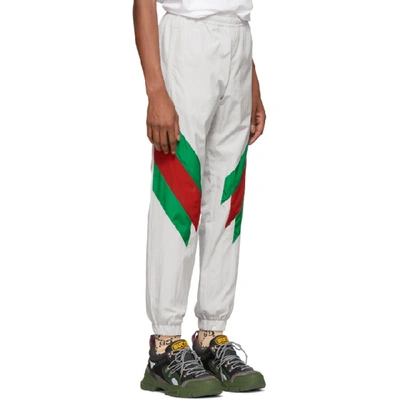 Shop Gucci Off-white Intarsia Web Lounge Pants In 9146ivgrnrd