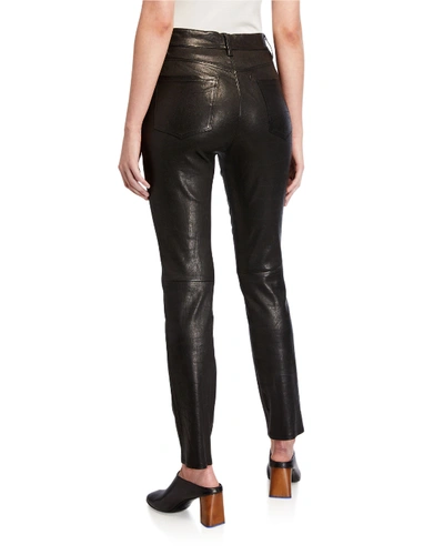 Shop Frame Le Sylvie Leather Slim Pants In Noir