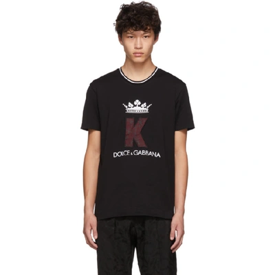 Shop Dolce & Gabbana Dolce And Gabbana Black King Patch T-shirt In N0000 Black