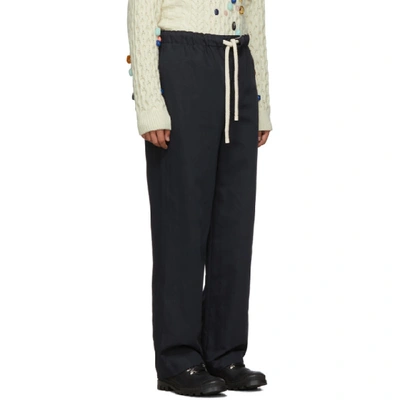 Shop Loewe Navy Drawstring Trousers In 5190 Dknavy