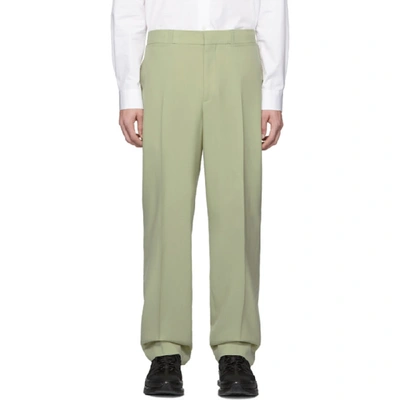Shop Burberry Green Wool Trousers In Matcha