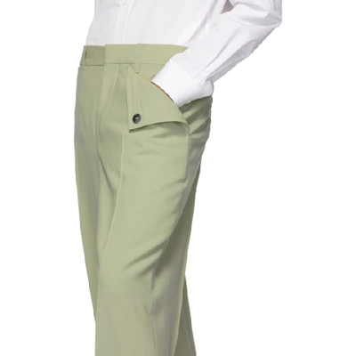 Shop Burberry Green Wool Trousers In Matcha