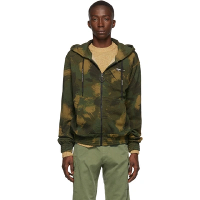 Shop Off-white Khaki Paintbrush Camouflage Hoodie