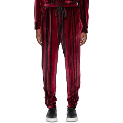 Shop Nahmias Red Silk Velvet Shirt Lounge Pants