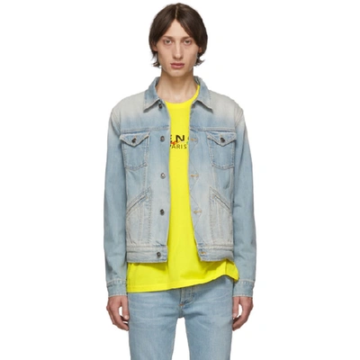 Shop Givenchy Blue Denim Logo Jacket In 451 Paleblu