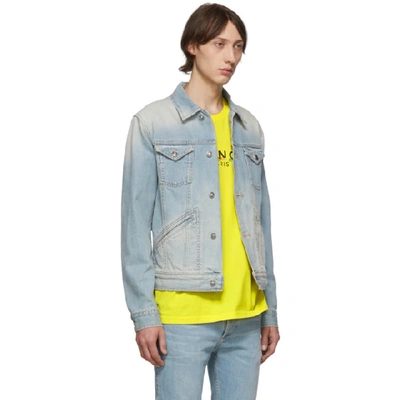 Shop Givenchy Blue Denim Logo Jacket In 451 Paleblu