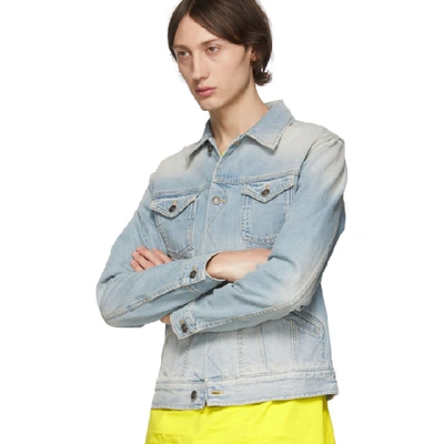 Shop Givenchy Blue Denim Logo Jacket In 451 Paleblu