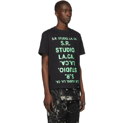 Shop S.r. Studio. La. Ca. Black And Green Unlimited S.r.s. Double Logo Basic T-shirt In Blkmi Bckmi