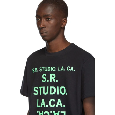Shop S.r. Studio. La. Ca. Black And Green Unlimited S.r.s. Double Logo Basic T-shirt In Blkmi Bckmi