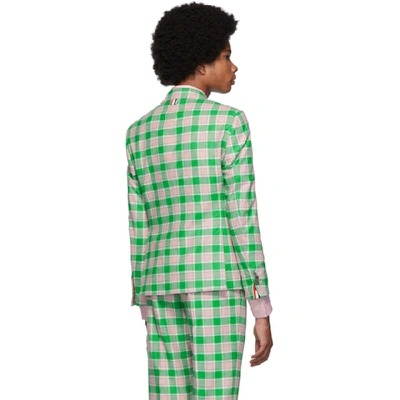 Shop Thom Browne Green And Pink Flannel Check Blazer In 680 Lt Pink