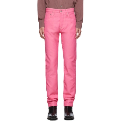 Shop Helmut Lang Pink Masc Hi Straight Jeans In Prismpink