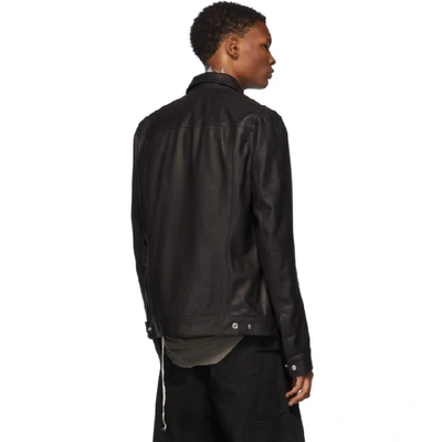 Shop Rick Owens Black Leather Worker Jacket In 09 Black