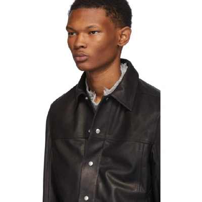 Shop Rick Owens Black Leather Worker Jacket In 09 Black