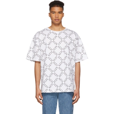 Shop Valentino White Vltn Grid T-shirt In A01blkwht