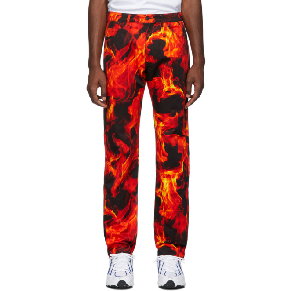 flame print jeans