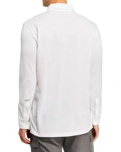 Shop Ralph Lauren Men's Washed Long-sleeve Pocket Polo Shirt, White