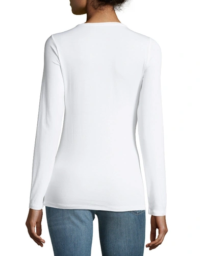 Shop Majestic Soft Touch Long-sleeve Crewneck Top In White
