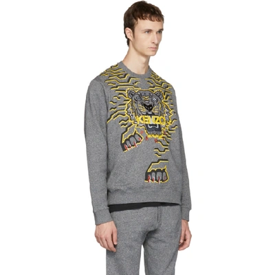 Shop Kenzo Grey Geo Tiger Sweatshirt In 98 Anthracite