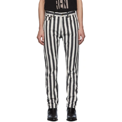 Shop Saint Laurent Black & White Straight-cut Jeans In Black/white