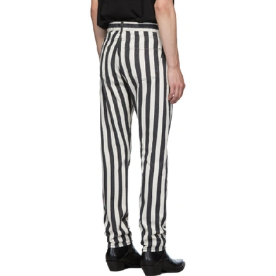 Shop Saint Laurent Black & White Straight-cut Jeans In Black/white