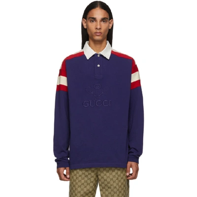 GUCCI 蓝色 TENNIS CLUB POLO 衫