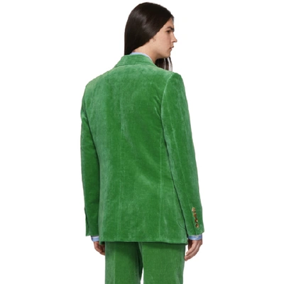 Shop Gucci Green Velvet Blazer In 3164 Green
