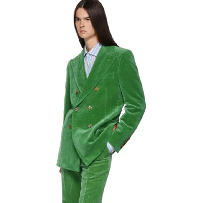 Shop Gucci Green Velvet Blazer In 3164 Green