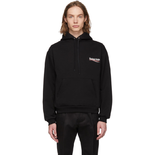 balenciaga black campaign logo hoodie