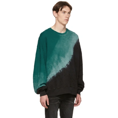 Shop Amiri Black And Green Tie-dye Shotgun Sweatshirt In Btlblkteal