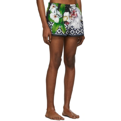 Shop Dolce & Gabbana Dolce And Gabbana Black Flower Swim Shorts In Hnih1 Orchi