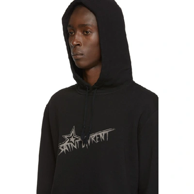 Shop Saint Laurent Black Star Print Hoodie In 1095 Blknat