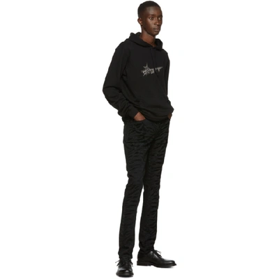 Shop Saint Laurent Black Star Print Hoodie In 1095 Blknat