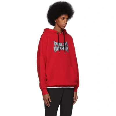 Shop Palm Angels Red Metal Palm Hoodie In 2008 Redgry