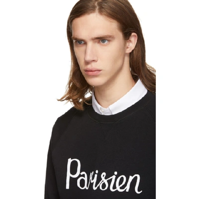 Shop Maison Kitsuné Maison Kitsune Black Parisien Crewneck Sweatshirt