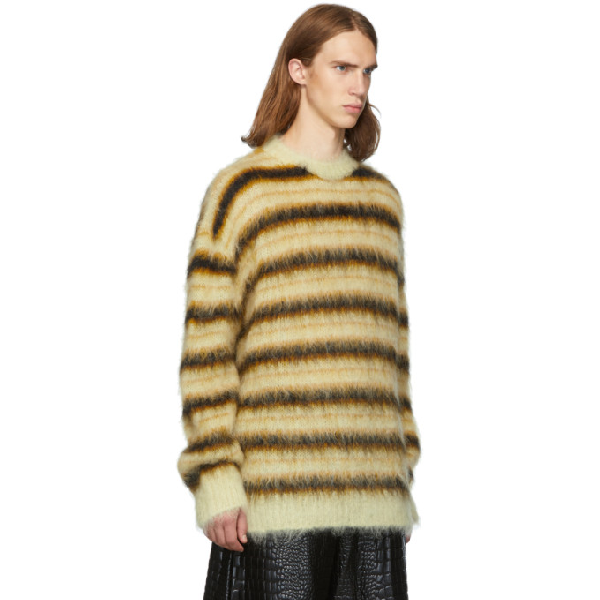 Marni Brushed Knit Striped Sweater In Brown In Sty06 Yell | ModeSens