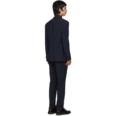 Shop Hugo Boss Boss Blue Virgin Novan Ben Check Suit In 402 Blue