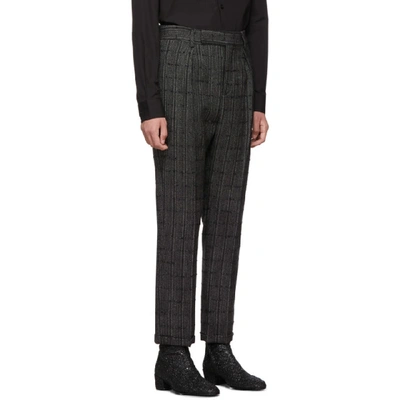 Shop Saint Laurent Black And Grey Tweed Trousers In 1095 Blkchk