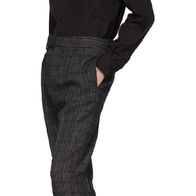 Shop Saint Laurent Black And Grey Tweed Trousers In 1095 Blkchk