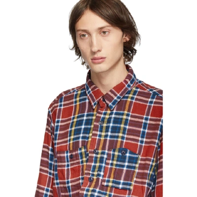 Shop Engineered Garments Red Plaid Work Shirt In Es006rednav