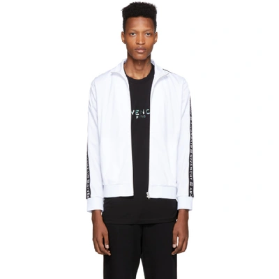 Shop Givenchy White Logo Tape Zip-up Jacket