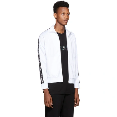 Shop Givenchy White Logo Tape Zip-up Jacket