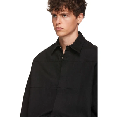 Shop Almostblack Black Oversized Brush Print Shirt