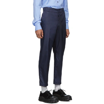 Shop Prada Navy Nylon Gabardine Trousers