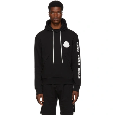 Shop Moncler Black Logo Hoodie