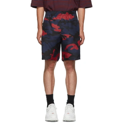 Shop Valentino Navy And Red Camo Shorts In J1mcamou B