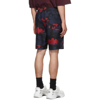 Shop Valentino Navy And Red Camo Shorts In J1mcamou B