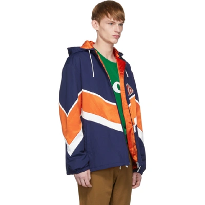 Shop Gucci Orange And Navy Technical Jacket In 4338ornmlk