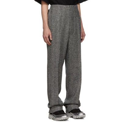 Shop Maison Margiela Black And White Herringbone Wool Fireman Trousers In 002f Whit