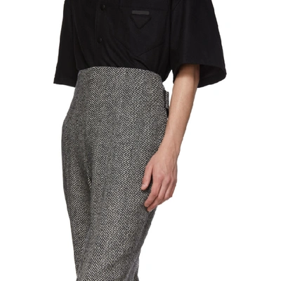 Shop Maison Margiela Black And White Herringbone Wool Fireman Trousers In 002f Whit