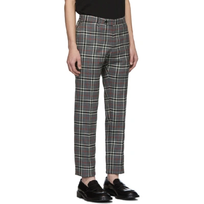 Shop Eidos Grey Wool Windowpane Plaid Trousers In Grey Plaid